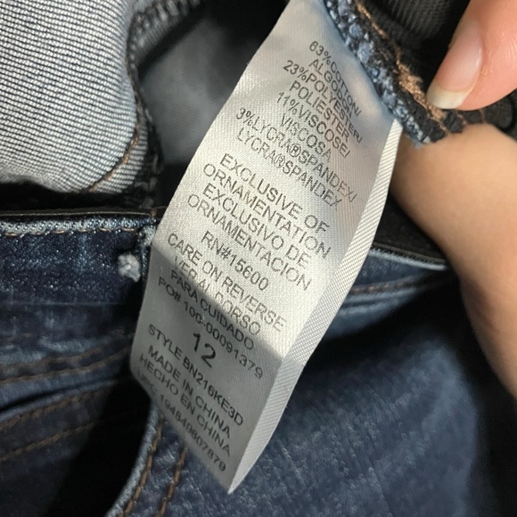 Democracy "Ab" Technology Solution Jeans Distressed Raw Hem Dark Wash 12 - Picture 6 of 7